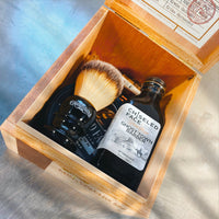 Wet Shaving Starter Kit in Wooden Cigar Box - Free Shipping - Chiseled Face